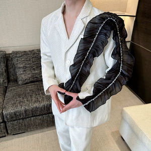 Lace-Panel Casual Notch Lapel Blazer