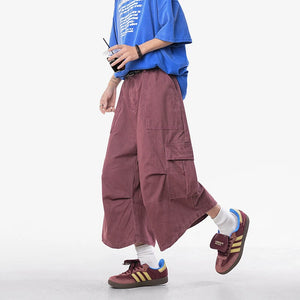 Loose Straight Wide-leg Casual Cropped Trousers