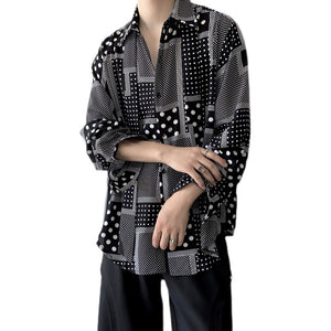 Black Polka Dot Lapel Shirt