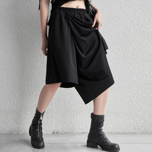 Elastic Waist Irregular Leg Loose Pants