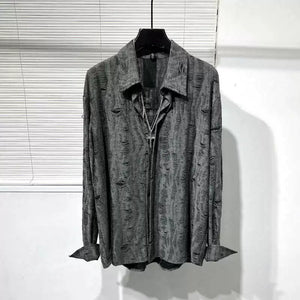 Ripped Loose Vintage Raw-edge Shirt