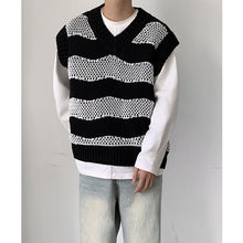 Load image into Gallery viewer, V-neck Preppy Sleeveless Wavy Knitted Vest

