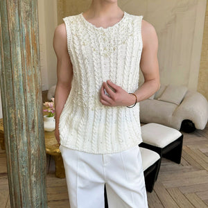 Vintage French Beads Decoration Knit Loose Vest