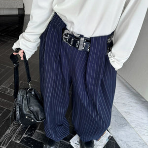 Vintage Striped Wide-Leg Scimitar Pants