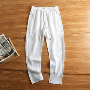 Linen Breathable Loose Drawstring Straight Trousers