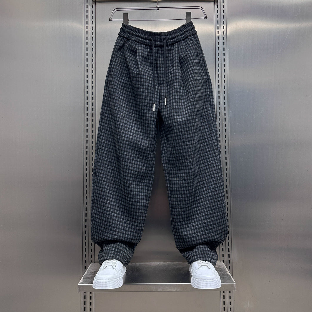 Wool Plaid Harem Casual Pants
