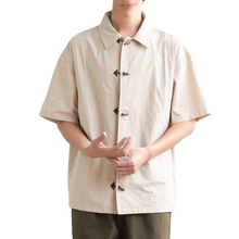 Load image into Gallery viewer, Cotton Japanese Retro Wooden Horn Button Shirt
