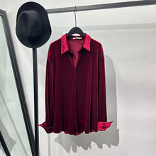 Load image into Gallery viewer, Loose-Fit Velvet Shirt with Fluid Drape
