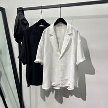 Load image into Gallery viewer, Embossed Pattern Solid Color Lapel Shirt
