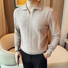 Load image into Gallery viewer, Lyocell V-neck Collared Slim Fit Knit Sweater
