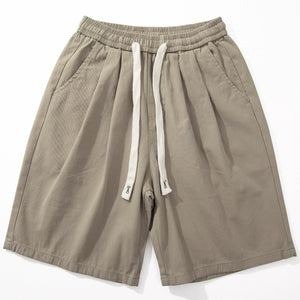 Cotton Elastic Drawstring Straight Loose Casual Shorts