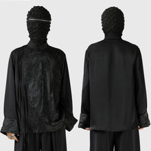 Load image into Gallery viewer, Stand-up Collar Embroidered Diagonal Placket Shirt
