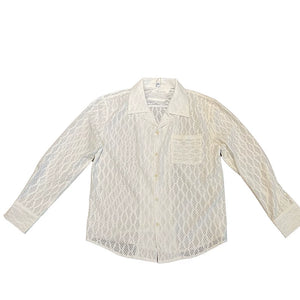 Retro Hollow Suit Collar Casual Shirt