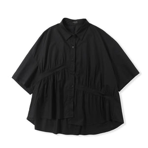Japanese Style Irregular Pleated Loose T-shirt