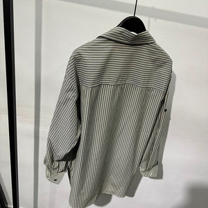 Striped Irregular Lapel Shirt