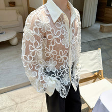 Load image into Gallery viewer, French Hollow Lace Loose Embroidered Shirt
