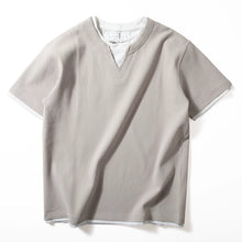 Load image into Gallery viewer, V-neck Faux Two-piece Waffle Knit Loose T-shirt
