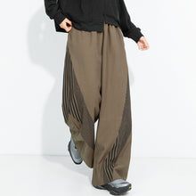 Load image into Gallery viewer, Women's Stripe Paneled Draped Loose Wide-leg Pants
