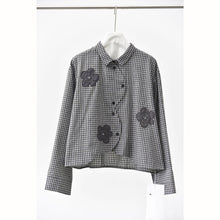 Load image into Gallery viewer, Women's Floral Patchwork Curved Hem Long-sleeved Shirt
