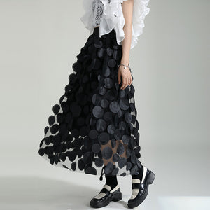 Retro Three-dimensional Polka-dot High-waist A-line Skirt