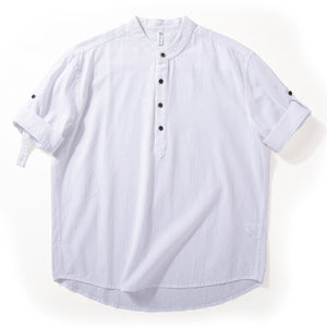Stand Collar Casual Short Sleeve Shirt