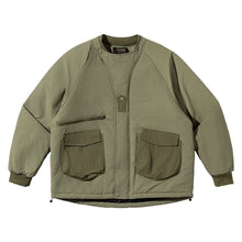 Load image into Gallery viewer, Color-blocked Crew Neck Quilted Cotton Coat
