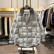Load image into Gallery viewer, Color-blocked Lapel Zip-up Down Jacket
