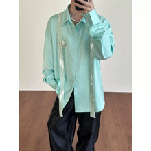 Load image into Gallery viewer, Ribbon Rose Sequined Stage Party Acetic Acid Silky Shirt
