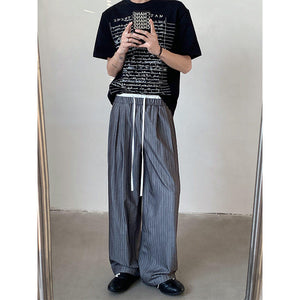 Retro High Waist Drape Striped Casual Pants