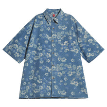 Load image into Gallery viewer, Vintage Floral Print Short Sleeve Denim Shirt
