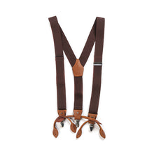 Load image into Gallery viewer, Adjustable Detachable Y Back Leather Suspenders Braces
