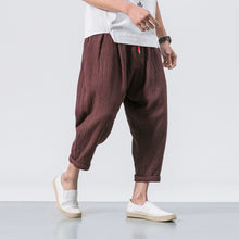 Load image into Gallery viewer, Japanese Casual Cotton and Linen Cropped Harem Pants
