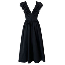 Load image into Gallery viewer, French Waist Halter V-neck Pleated Dress
