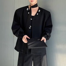 Load image into Gallery viewer, Collarless Loose Metal Button Jacket
