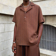 Load image into Gallery viewer, Textured Jacquard Collar Loose-Fit Shirt and Wide-Leg Casual Trousers Two-Piece Set
