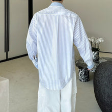 Load image into Gallery viewer, Striped Collared Shirt with A Faux-layered Look
