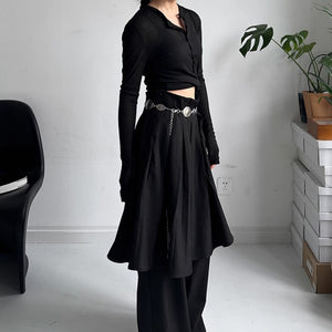 Fake Two-piece Loose Drape Pleated Skirt Pants