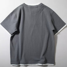 Load image into Gallery viewer, V-neck Faux Two-piece Waffle Knit Loose T-shirt
