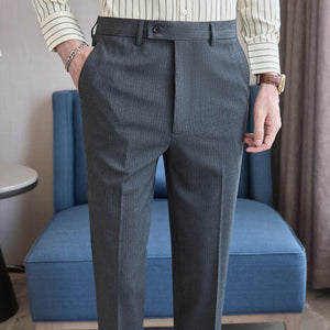 Casual Slim-fit Striped Trousers