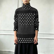Load image into Gallery viewer, Ink-wash Polka Dot Turtleneck Pleated Base Layer Top
