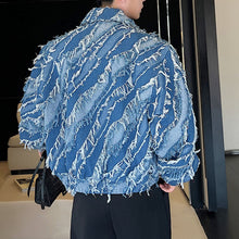 Load image into Gallery viewer, Fringed Denim Cropped Jacket
