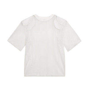 Cutout Fishnet Short Sleeve T-Shirt