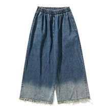Load image into Gallery viewer, Japanese Retro Denim Gradient Color Raw Edge Wide Leg Pants
