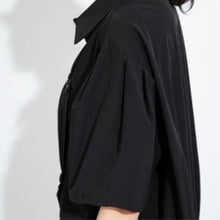 Load image into Gallery viewer, Women's Asymmetric Paneled Short Sleeve Designer Shirt
