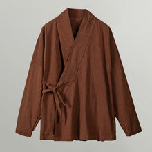 Load image into Gallery viewer, Loose Cotton Cross Front Hanfu Kimono Cardigan
