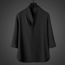 Load image into Gallery viewer, Vintage Ice Silk Loose Zen Clothes Half Sleeve T-shirt Drawstring Pants Two-Piece Set
