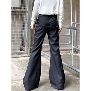 Deconstructed Draped Braided Belted Flared Pants