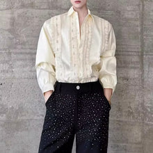 Load image into Gallery viewer, French Pearl Wood Ruffle Drape Shirt
