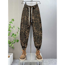 Load image into Gallery viewer, Leopard Print Jacquard Loose Straight Leg Casual Pants
