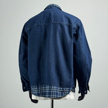 Load image into Gallery viewer, Fake Two-piece Plaid Patchwork Shirt
